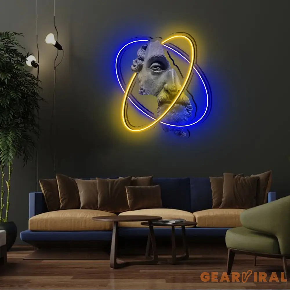 Marcus Aurelius Half Face Neon x Acrylic Artwork