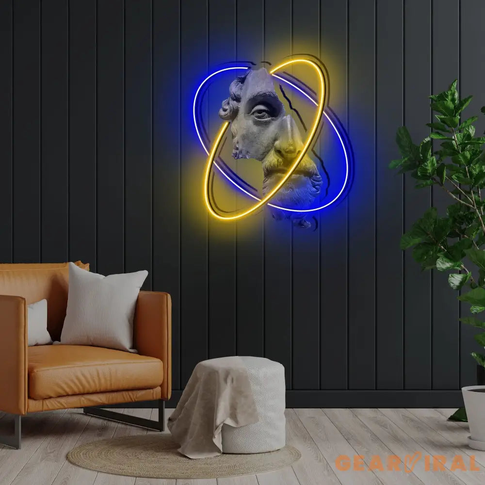 Marcus Aurelius Half Face Neon x Acrylic Artwork
