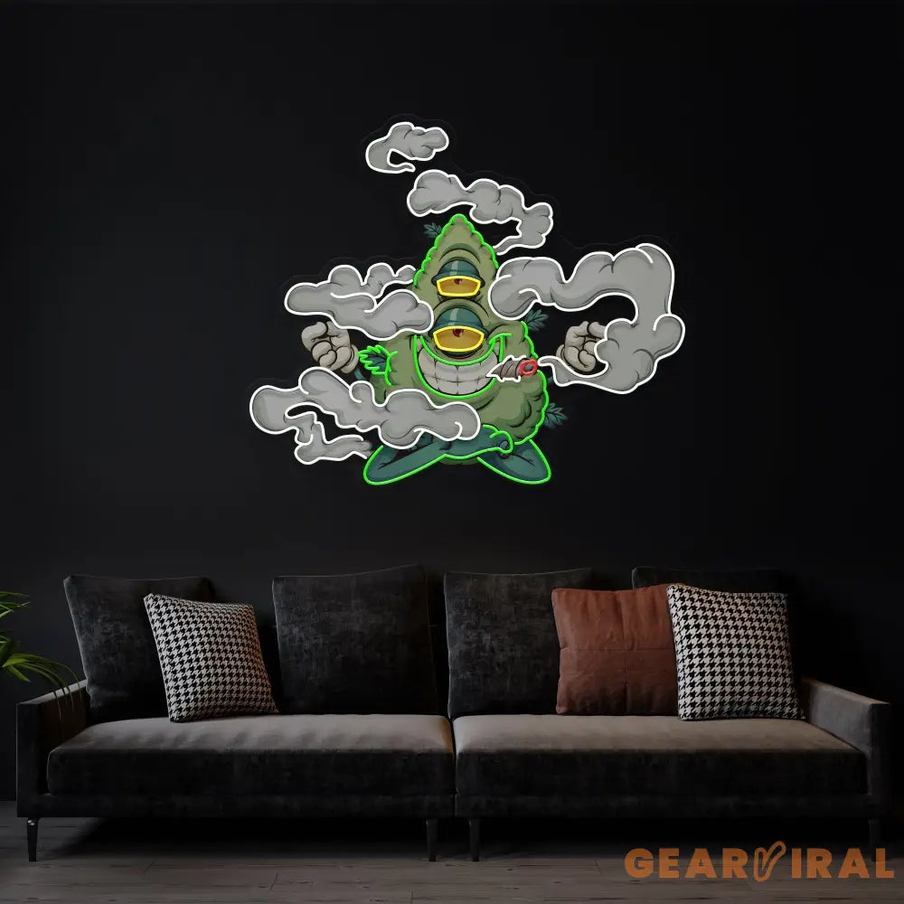 Marijuana Bud Cartoon Artwork Led Neon Sign Light