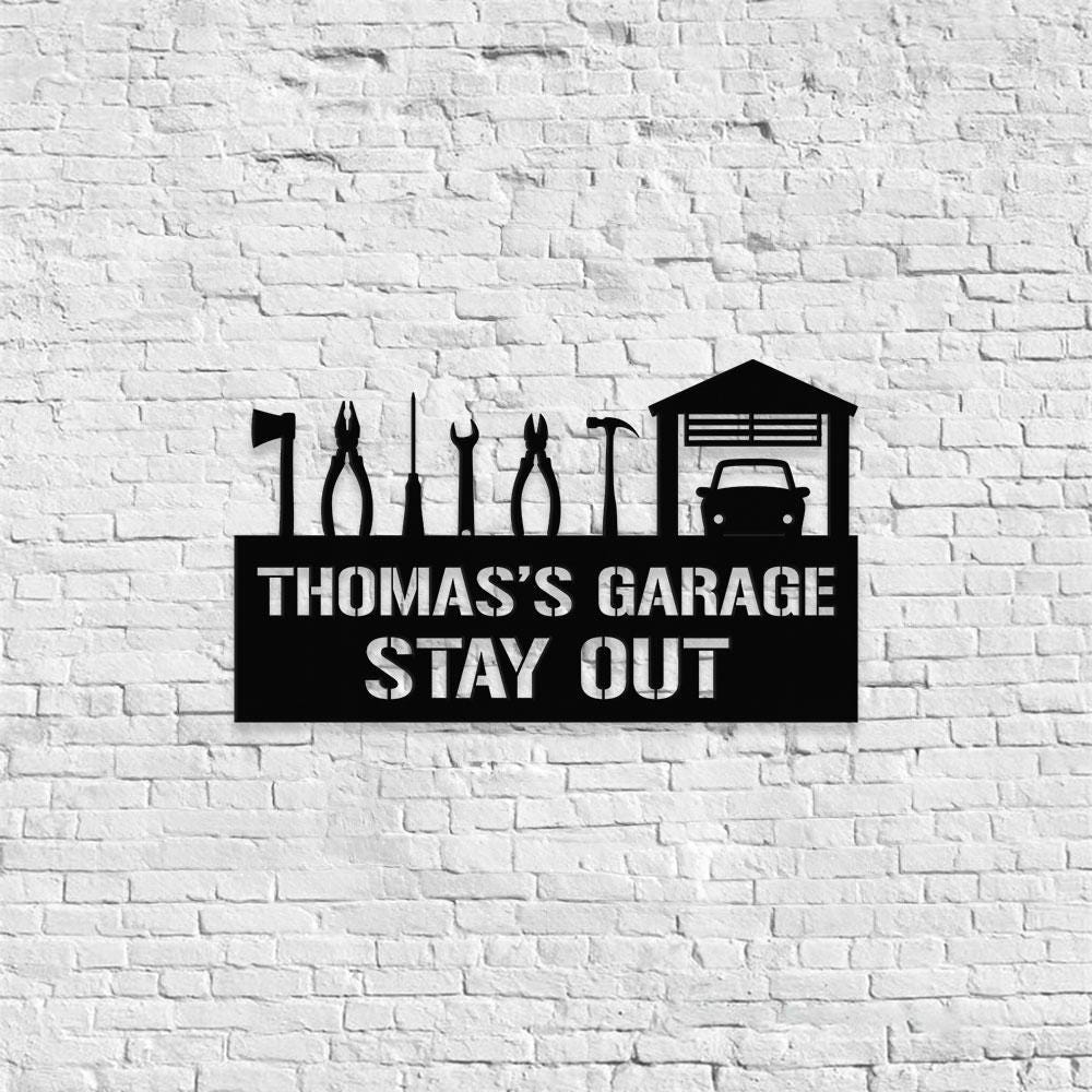 Master of The Garage Monogram Metal Sign, Personalized Family Name Led Metal Sign, Outdoor Door Decor, Address Wall Art, for Housewarming