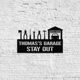 Master of The Garage Monogram Metal Sign, Personalized Family Name Led Metal Sign, Outdoor Door Decor, Address Wall Art, for Housewarming