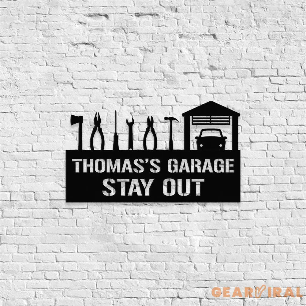 Master of The Garage Monogram Metal Sign Personalized Family Name Led Metal Sign Outdoor Door Decor Address Wall Art