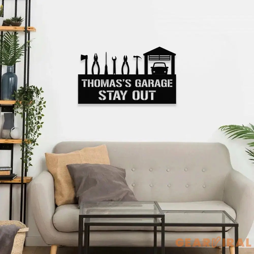 Master of The Garage Monogram Metal Sign Personalized Family Name Led Metal Sign Outdoor Door Decor Address Wall Art