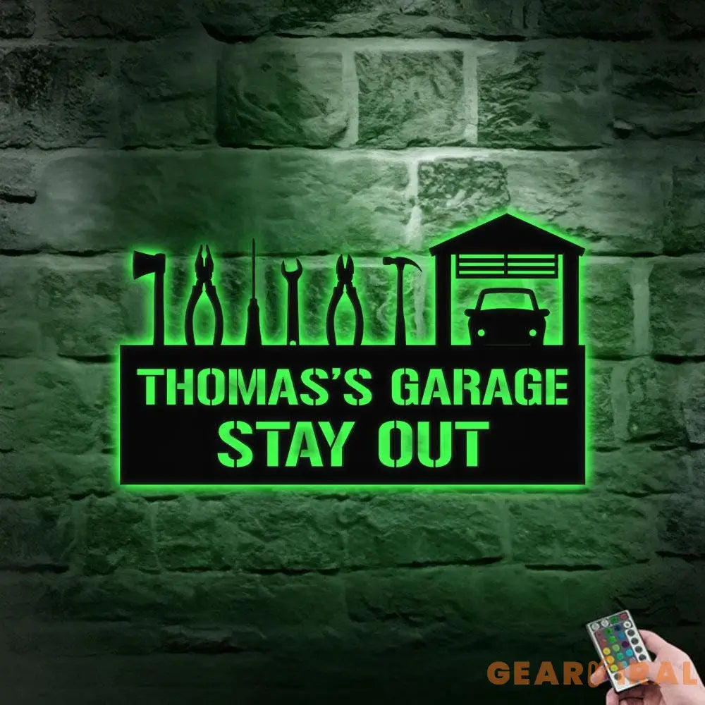 Master of The Garage Monogram Metal Sign Personalized Family Name Led Metal Sign Outdoor Door Decor Address Wall Art