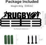 Medal Holder Rugby Pattern Medals Display Black Iron Wall Mounted Hooks for Competition Medal Holder Display Wall Hanging | GearViral