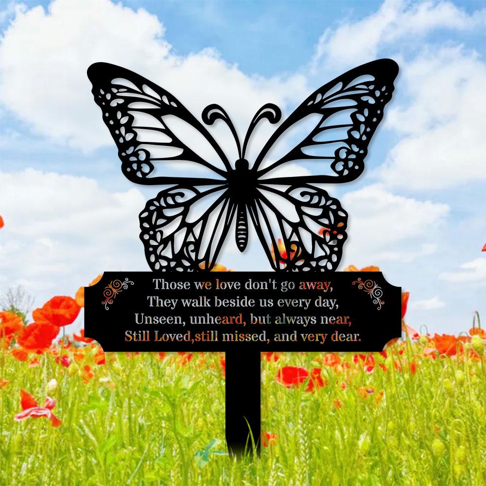 Memorial Buffterfly Remembering Plaque with Stake, Personalized Metal Garden Marker, Memorial Metal Sign, Sympathy Gift, Grave Marker