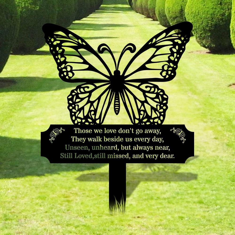 Memorial Buffterfly Remembering Plaque with Stake, Personalized Metal Garden Marker, Memorial Metal Sign, Sympathy Gift, Grave Marker