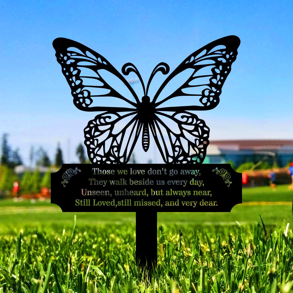 Memorial Buffterfly Remembering Plaque with Stake, Personalized Metal Garden Marker, Memorial Metal Sign, Sympathy Gift, Grave Marker