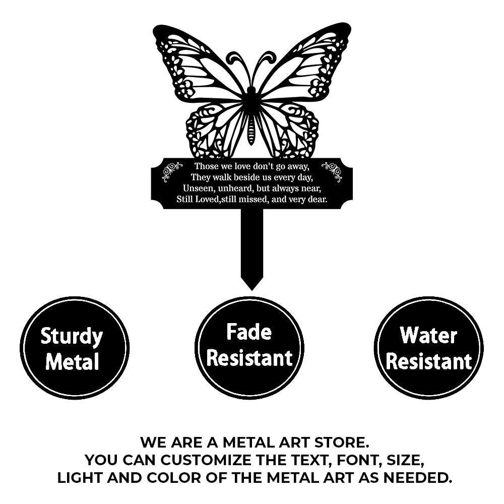 Memorial Buffterfly Remembering Plaque with Stake, Personalized Metal Garden Marker, Memorial Metal Sign, Sympathy Gift, Grave Marker