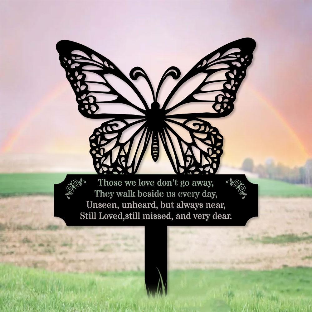Memorial Buffterfly Remembering Plaque with Stake, Personalized Metal Garden Marker, Memorial Metal Sign, Sympathy Gift, Grave Marker