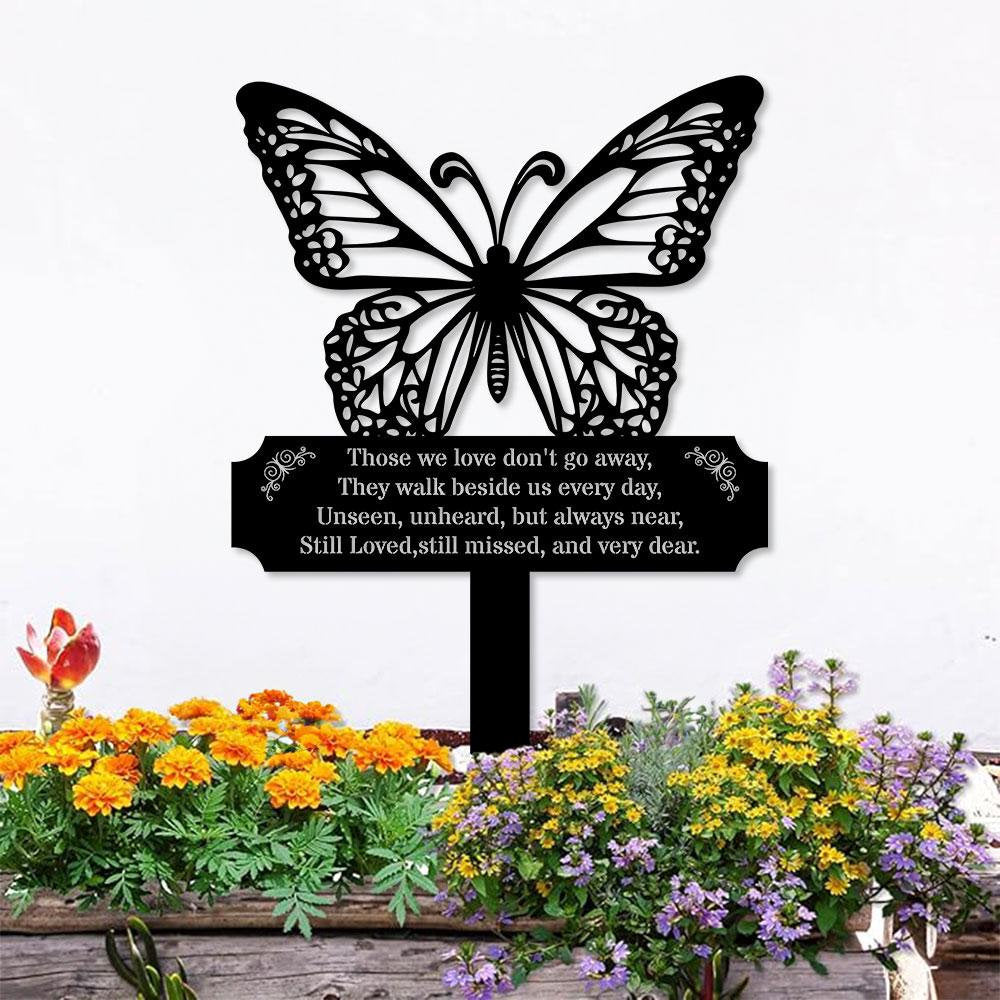 Memorial Buffterfly Remembering Plaque with Stake, Personalized Metal Garden Marker, Memorial Metal Sign, Sympathy Gift, Grave Marker