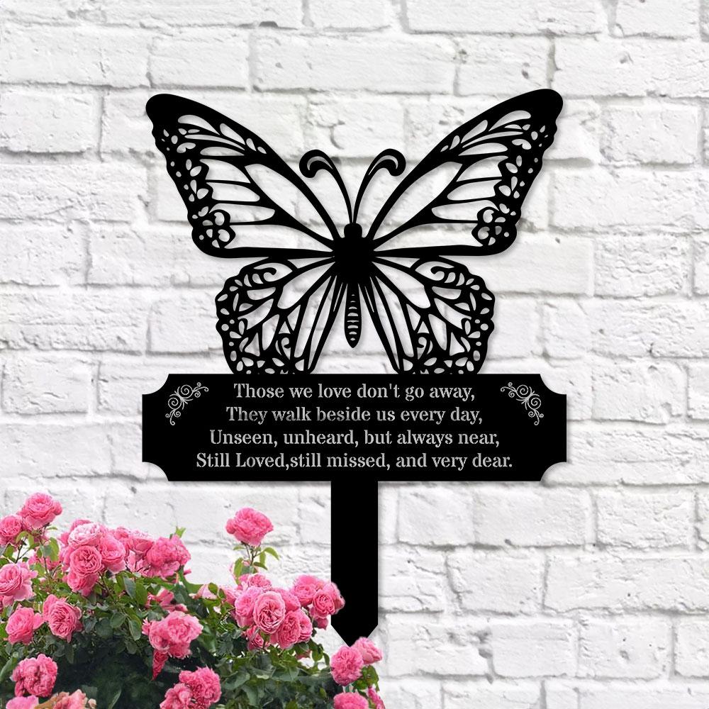 Memorial Buffterfly Remembering Plaque with Stake, Personalized Metal Garden Marker, Memorial Metal Sign, Sympathy Gift, Grave Marker