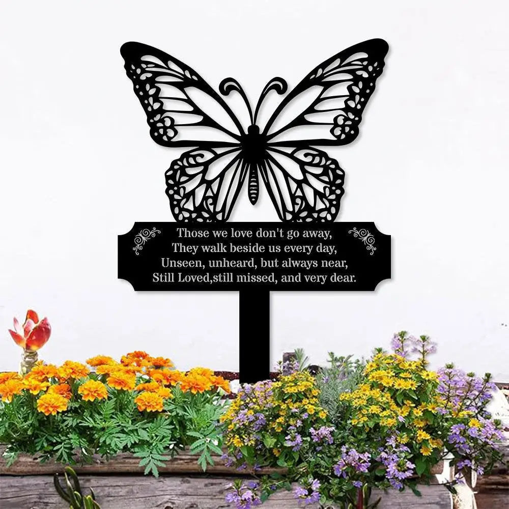 Memorial Buffterfly Remembering Plaque with Stake Personalized Metal Garden Marker Memorial Metal Sign Sympathy Gift