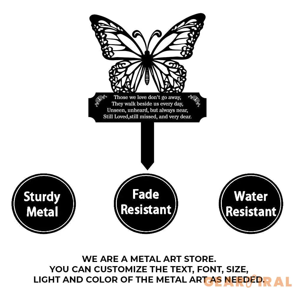 Memorial Buffterfly Remembering Plaque with Stake Personalized Metal Garden Marker Memorial Metal Sign Sympathy Gift