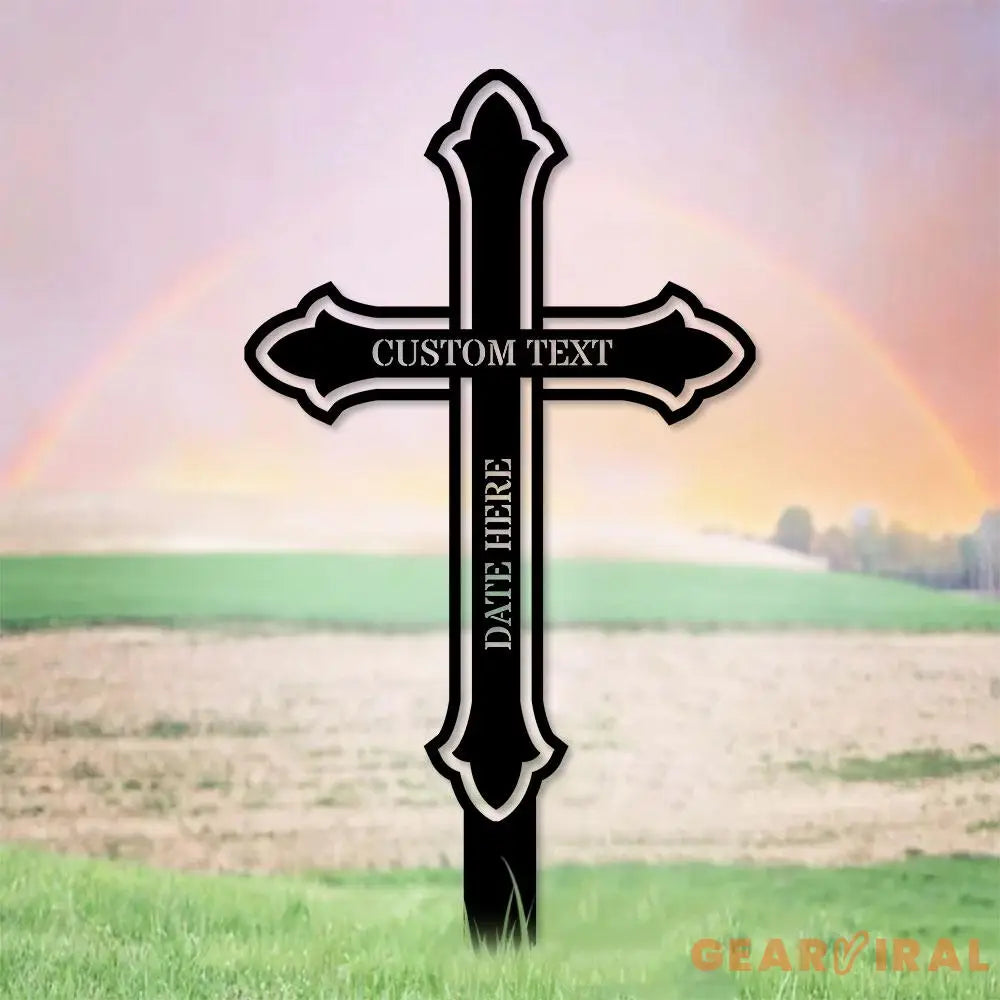 Memorial Cross Garden Memorial Sign Memorial Metal Stake Personalized Name Yard Sign Outdoor Door Garden Decor Metal