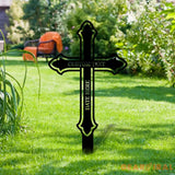 Memorial Cross Garden Memorial Sign Memorial Metal Stake Personalized Name Yard Sign Outdoor Door Garden Decor Metal