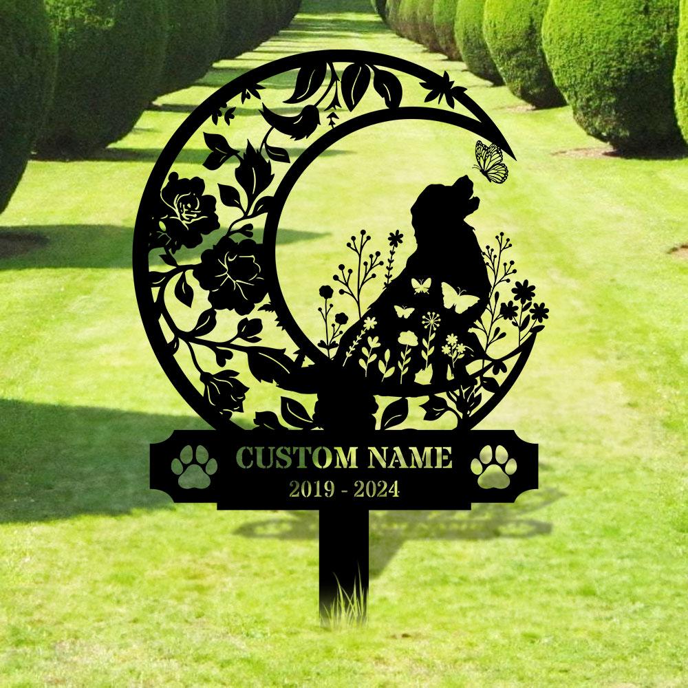 Memorial Dog Loss With Moon Sign, Memorial Dog Metal Stake, Personalized Dog Garden Sign, Pet Loss Gift, Garden Decor, Remembrance Stake