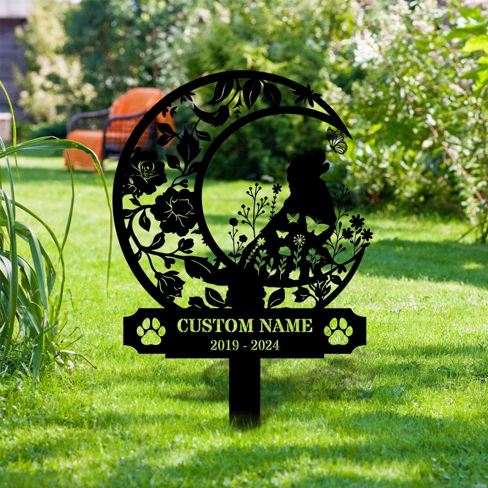 Memorial Dog Loss With Moon Sign, Memorial Dog Metal Stake, Personalized Dog Garden Sign, Pet Loss Gift, Garden Decor, Remembrance Stake