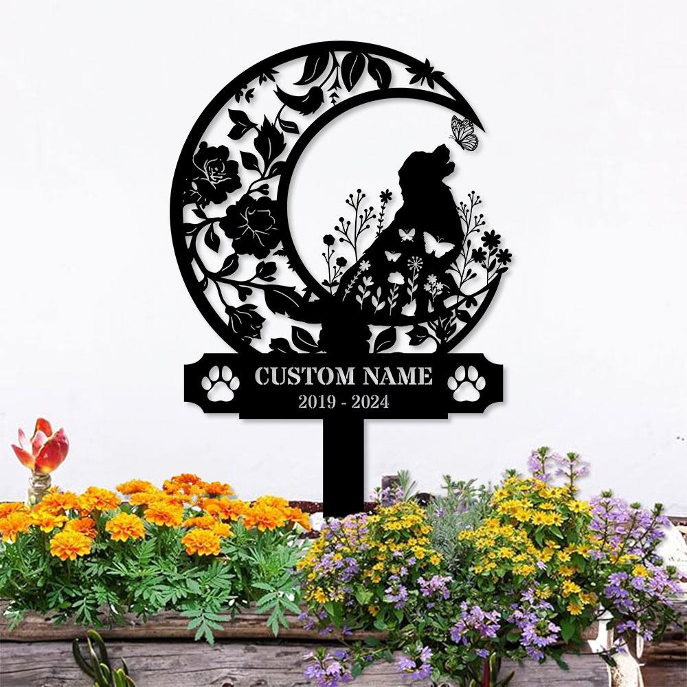 Memorial Dog Loss With Moon Sign, Memorial Dog Metal Stake, Personalized Dog Garden Sign, Pet Loss Gift, Garden Decor, Remembrance Stake