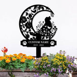 Memorial Dog Loss With Moon Sign, Memorial Dog Metal Stake, Personalized Dog Garden Sign, Pet Loss Gift, Garden Decor, Remembrance Stake