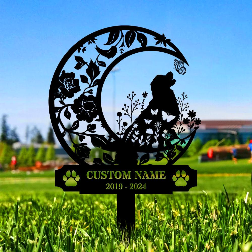 Memorial Dog Loss With Moon Sign, Memorial Dog Metal Stake, Personalized Dog Garden Sign, Pet Loss Gift, Garden Decor, Remembrance Stake