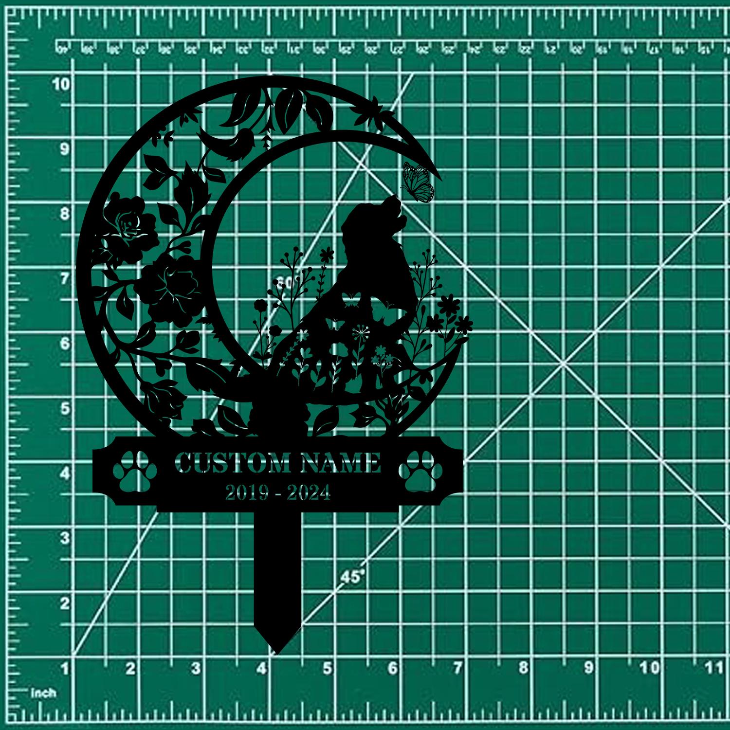 Memorial Dog Loss With Moon Sign, Memorial Dog Metal Stake, Personalized Dog Garden Sign, Pet Loss Gift, Garden Decor, Remembrance Stake