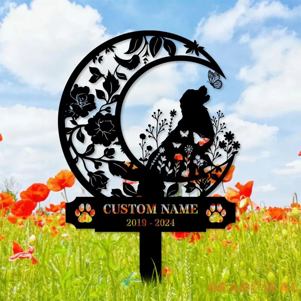 Memorial Dog Loss With Moon Sign Memorial Dog Metal Stake Personalized Dog Garden Sign Pet Loss Gift Garden Decor