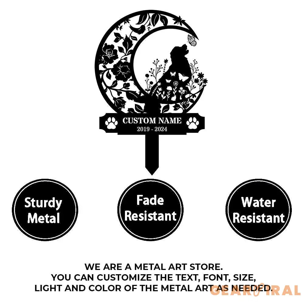 Memorial Dog Loss With Moon Sign Memorial Dog Metal Stake Personalized Dog Garden Sign Pet Loss Gift Garden Decor