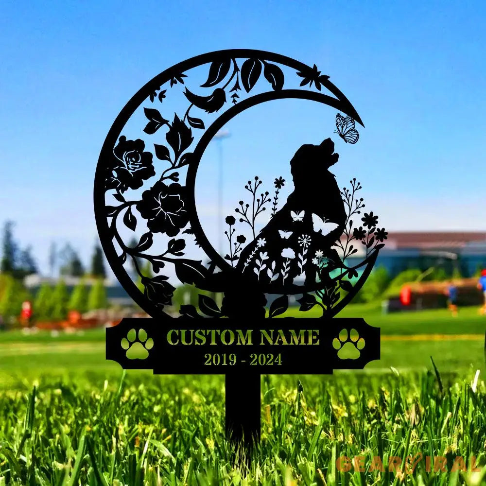 Memorial Dog Loss With Moon Sign Memorial Dog Metal Stake Personalized Dog Garden Sign Pet Loss Gift Garden Decor