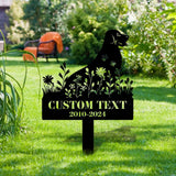 Memorial Dog Name and Year Metal Sign - Personalized Monogram Dog Shape Metal Stake - Custom Garden Decor- Garden Dog Metal Sign