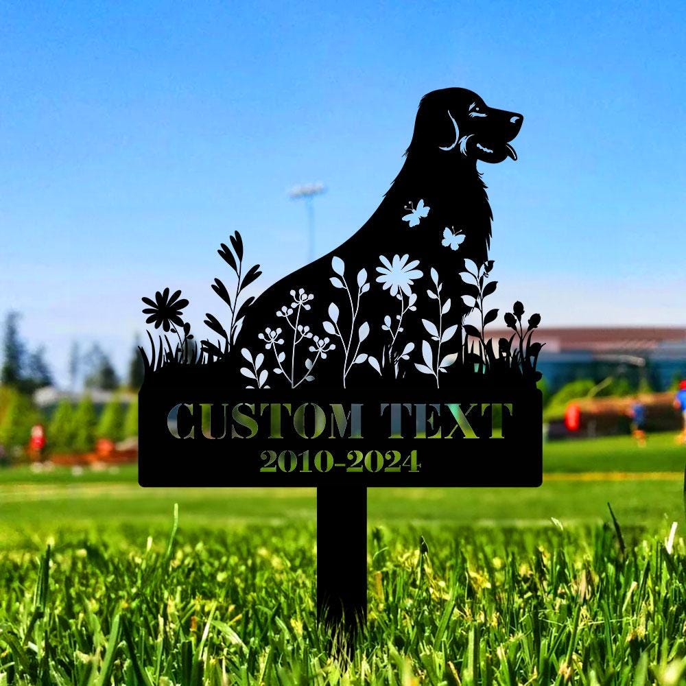 Memorial Dog Name and Year Metal Sign - Personalized Monogram Dog Shape Metal Stake - Custom Garden Decor- Garden Dog Metal Sign