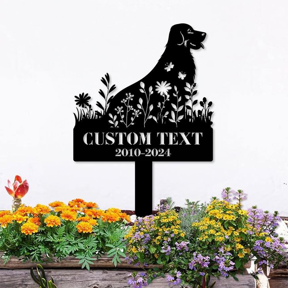 Memorial Dog Name and Year Metal Sign - Personalized Monogram Dog Shape Metal Stake - Custom Garden Decor- Garden Dog Metal Sign