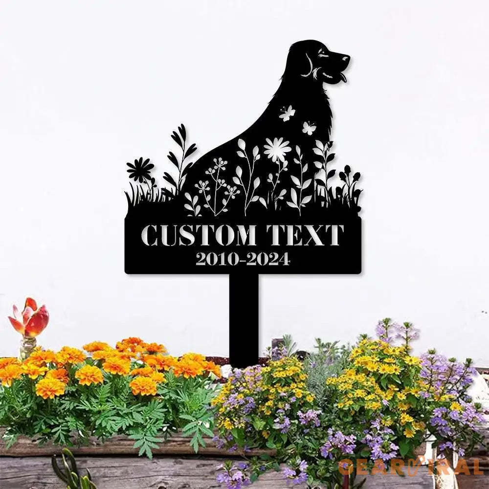 Memorial Dog Name and Year Metal Sign - Personalized Monogram Dog Shape Metal Stake - Custom Garden Decor- Garden Dog