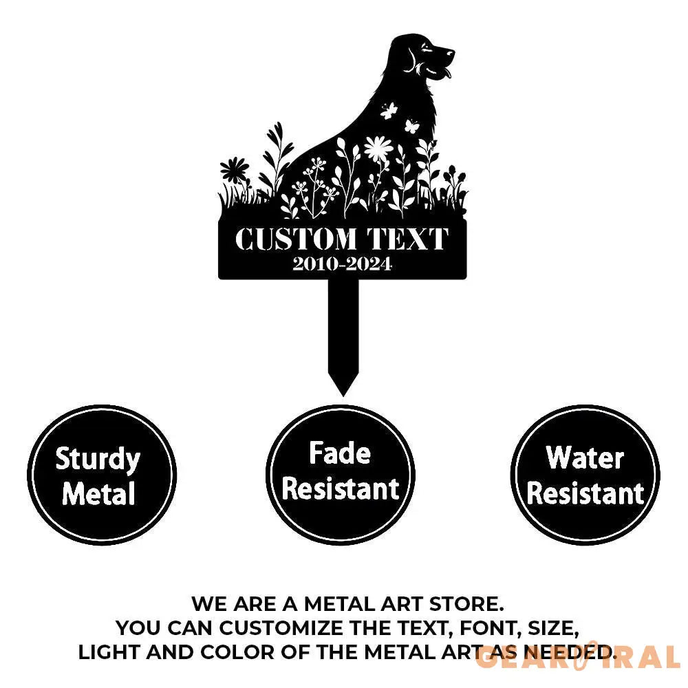 Memorial Dog Name and Year Metal Sign - Personalized Monogram Dog Shape Metal Stake - Custom Garden Decor- Garden Dog