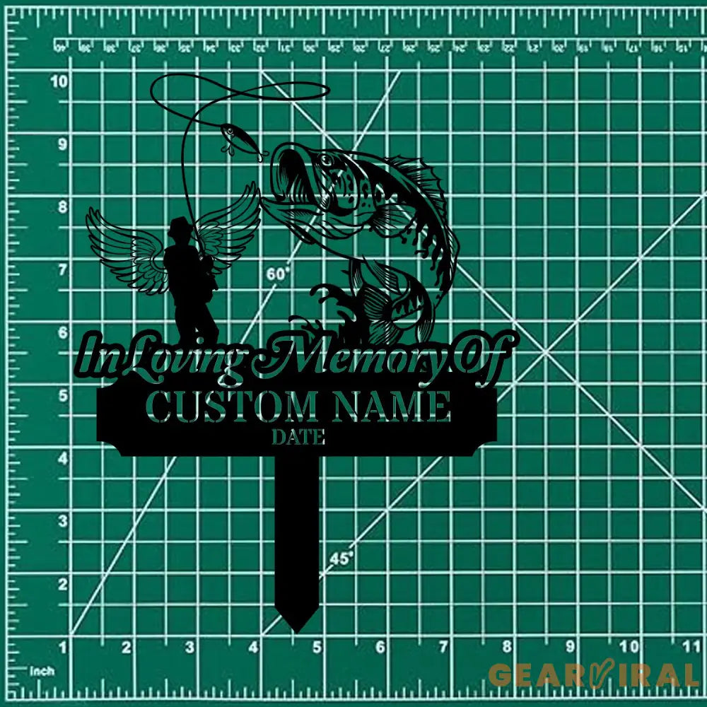 Memorial Fishing Remembering Stake Personalized Metal Garden Marker Memorial Metal Sign Sympathy Gift Grave Marker
