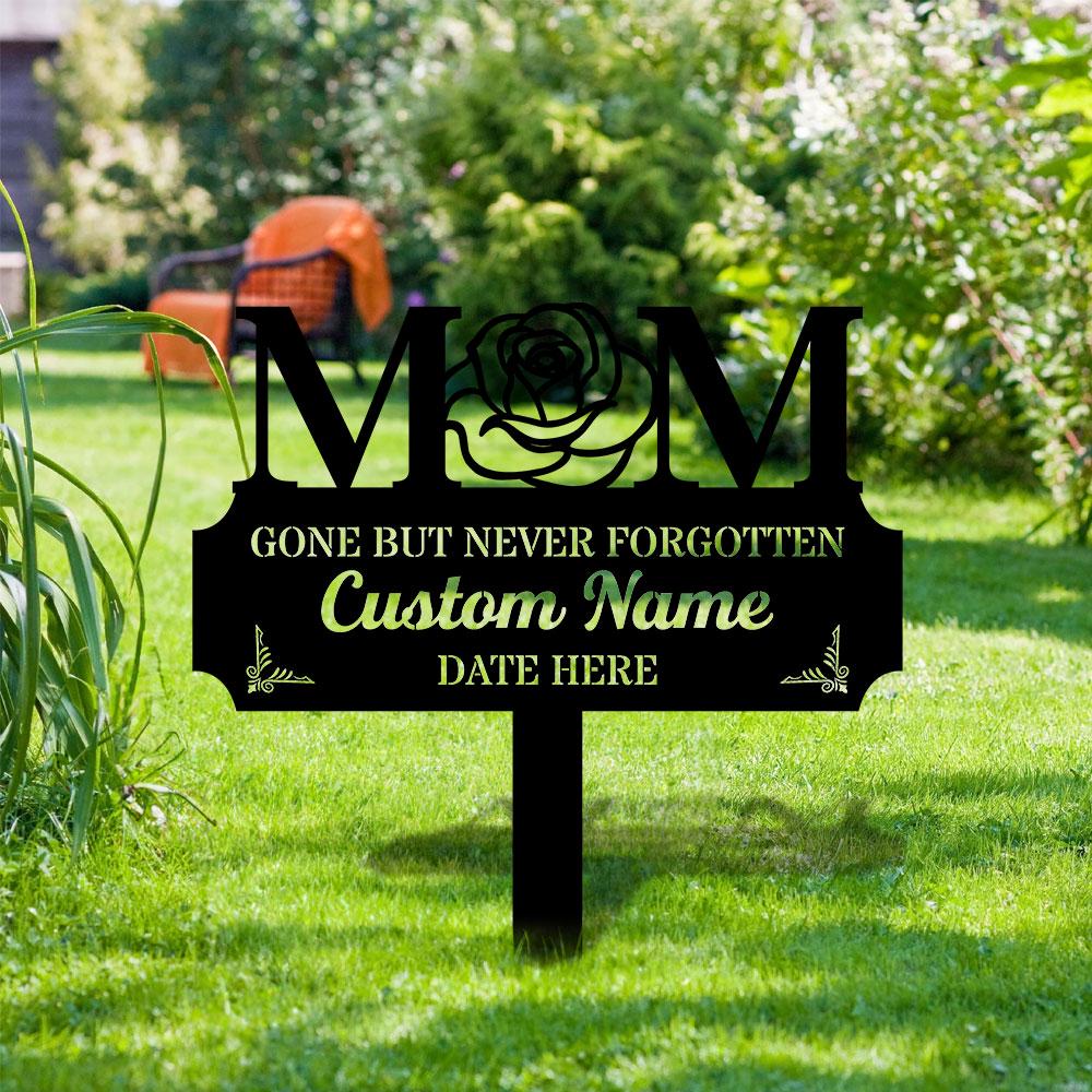 Memorial Mom Remembering Plaque with Stake, Personalized Metal Garden Marker, Memorial Metal Sign, Sympathy Gift, Grave Marker