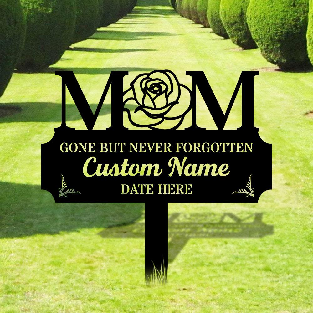 Memorial Mom Remembering Plaque with Stake, Personalized Metal Garden Marker, Memorial Metal Sign, Sympathy Gift, Grave Marker