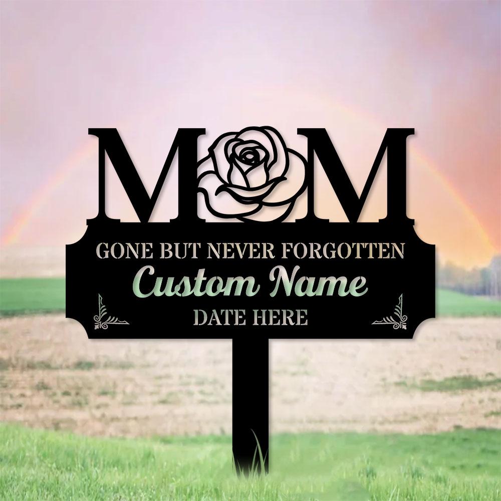 Memorial Mom Remembering Plaque with Stake, Personalized Metal Garden Marker, Memorial Metal Sign, Sympathy Gift, Grave Marker