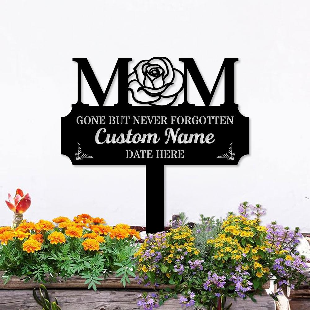 Memorial Mom Remembering Plaque with Stake, Personalized Metal Garden Marker, Memorial Metal Sign, Sympathy Gift, Grave Marker