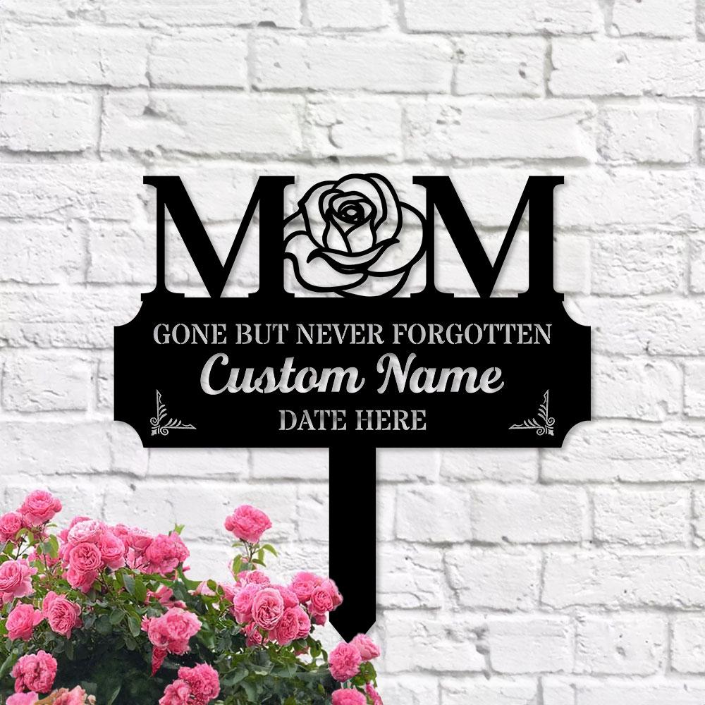 Memorial Mom Remembering Plaque with Stake, Personalized Metal Garden Marker, Memorial Metal Sign, Sympathy Gift, Grave Marker