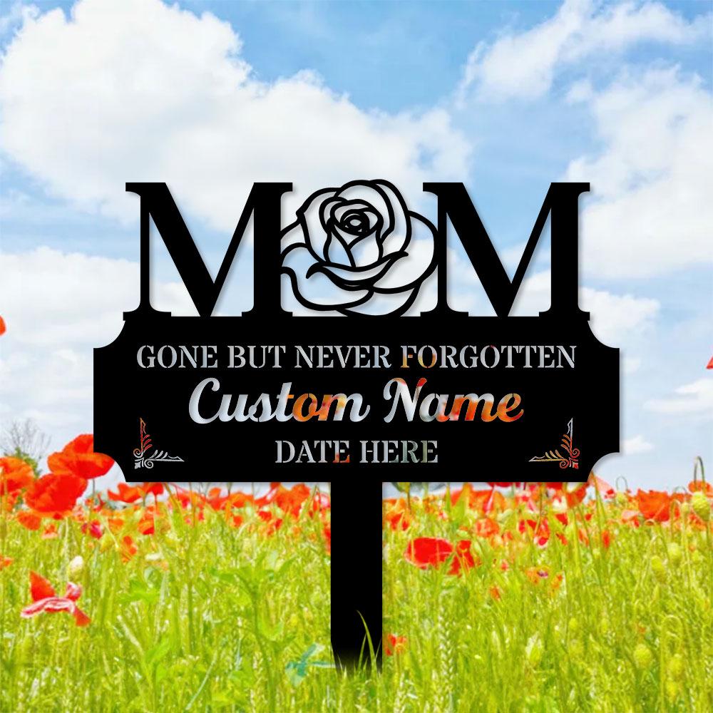 Memorial Mom Remembering Plaque with Stake, Personalized Metal Garden Marker, Memorial Metal Sign, Sympathy Gift, Grave Marker