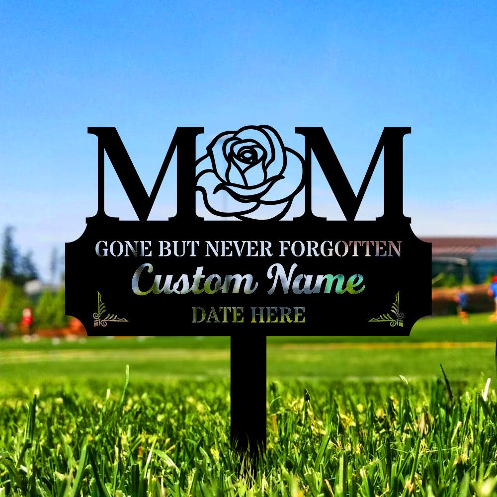 Memorial Mom Remembering Plaque with Stake, Personalized Metal Garden Marker, Memorial Metal Sign, Sympathy Gift, Grave Marker