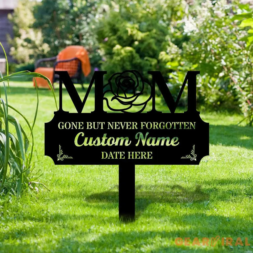 Memorial Mom Remembering Plaque with Stake Personalized Metal Garden Marker Memorial Metal Sign Sympathy Gift Grave