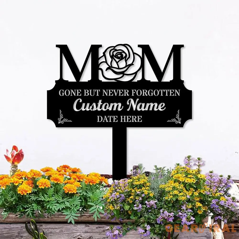 Memorial Mom Remembering Plaque with Stake Personalized Metal Garden Marker Memorial Metal Sign Sympathy Gift Grave