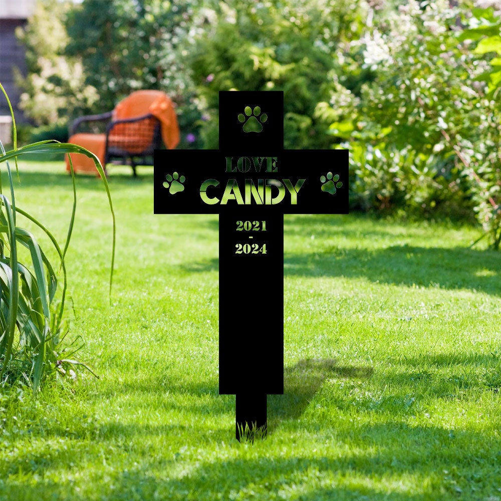 Memorial Paw Metal Sign - Personalized Memorial Stake - Grave Marker, Personalized Garden Sign,  Remembrance Stake, Sympathy