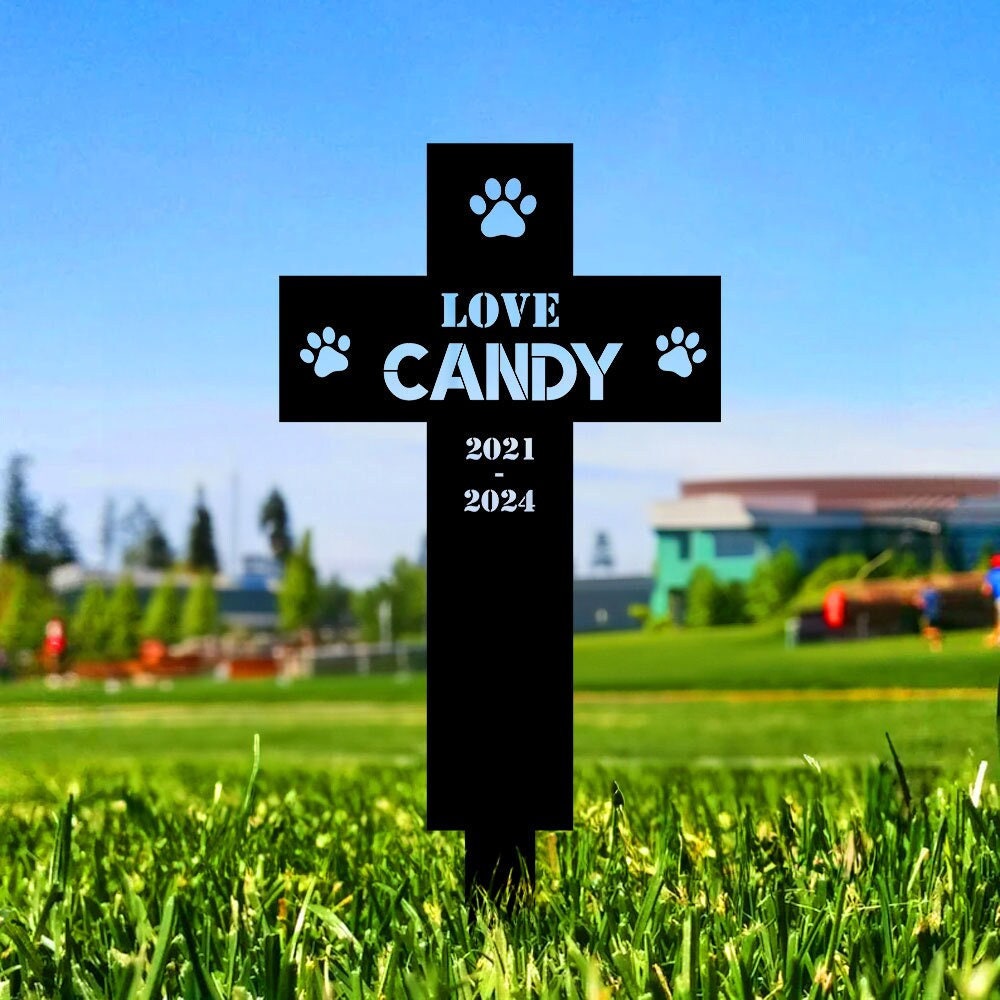 Memorial Paw Metal Sign - Personalized Memorial Stake - Grave Marker, Personalized Garden Sign,  Remembrance Stake, Sympathy