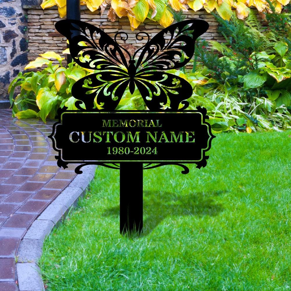 Memorial Remembering Plaque with Stake, Personalized Metal Garden Marker, Memorial Metal Sign, Sympathy Gift, Grave Marker, Memorial Stake