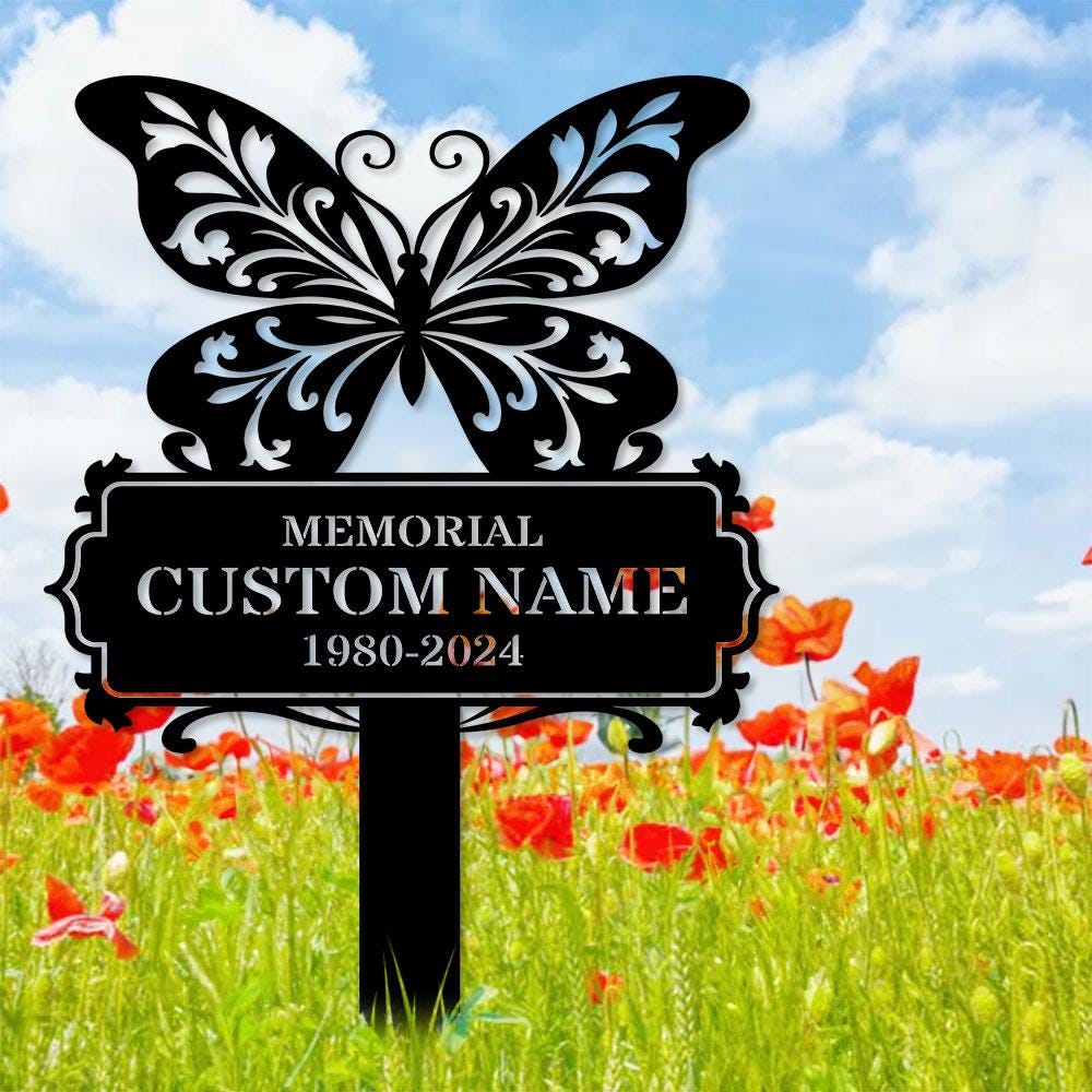 Memorial Remembering Plaque with Stake, Personalized Metal Garden Marker, Memorial Metal Sign, Sympathy Gift, Grave Marker, Memorial Stake