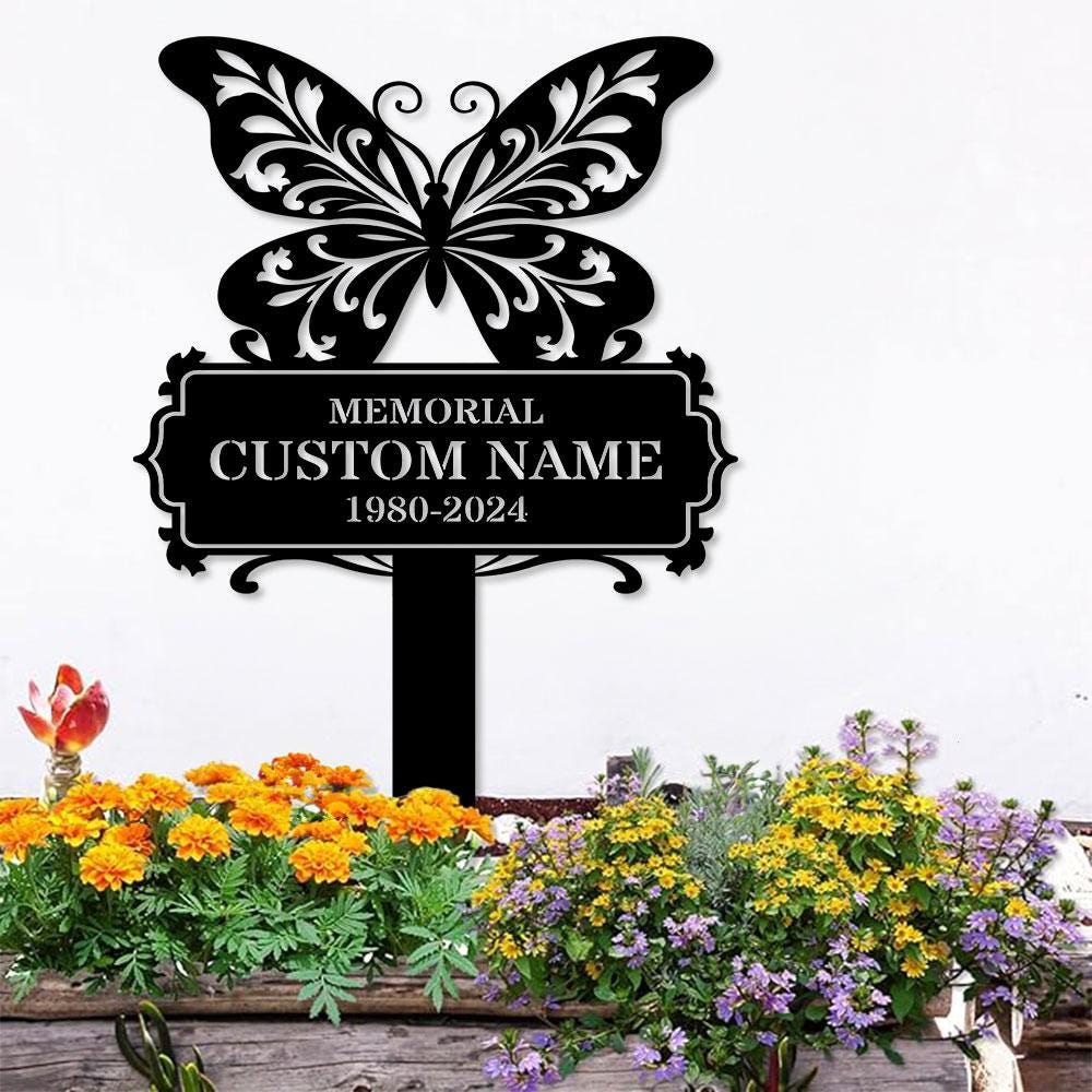 Memorial Remembering Plaque with Stake, Personalized Metal Garden Marker, Memorial Metal Sign, Sympathy Gift, Grave Marker, Memorial Stake