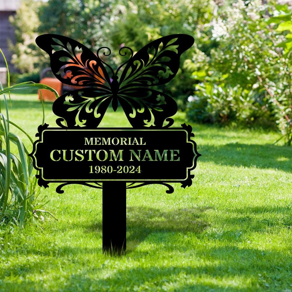 Memorial Remembering Plaque with Stake, Personalized Metal Garden Marker, Memorial Metal Sign, Sympathy Gift, Grave Marker, Memorial Stake